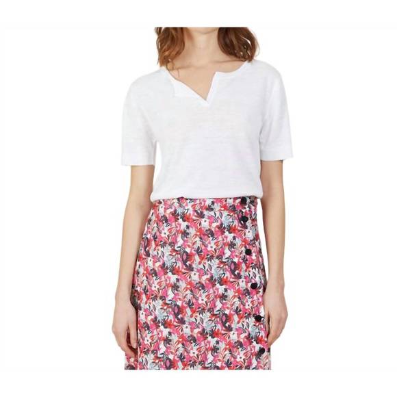 NEW MAISON MONTAGUT boheme short sleeve knit top in white - Picture 2 of 3